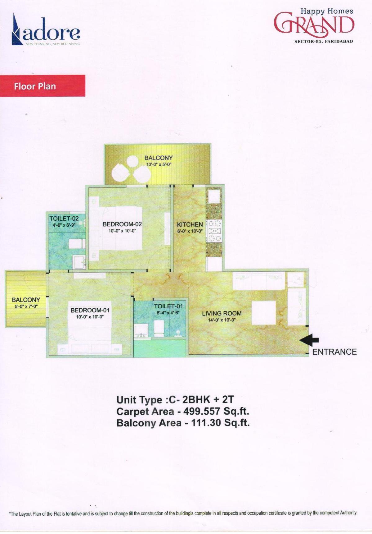 Flat For Sale In Adore Happy Homes Grand Sector 85, Greater Faridabad