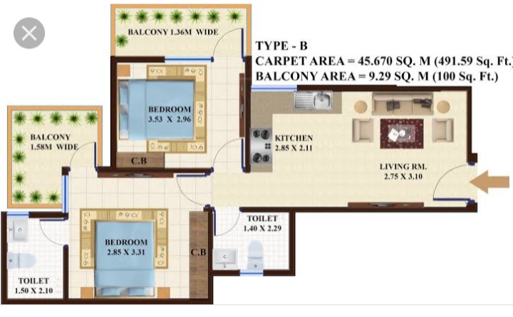 2BHK Flat For Sale in Adore Happy Homes Grand Sector 86, Greater Faridabad